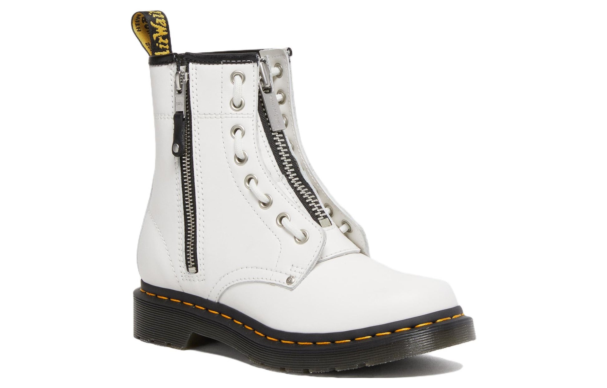 (WMNS) Dr. Martens 1460 Double Zip Leather Lace Up Boots 'White' 27624100