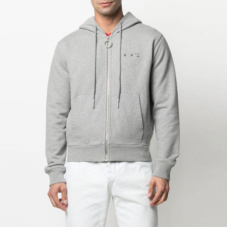 Off-White SS21 Arrow Embroidered Zipper Slim Fit Version Gray OMBE001S21FLE0010810