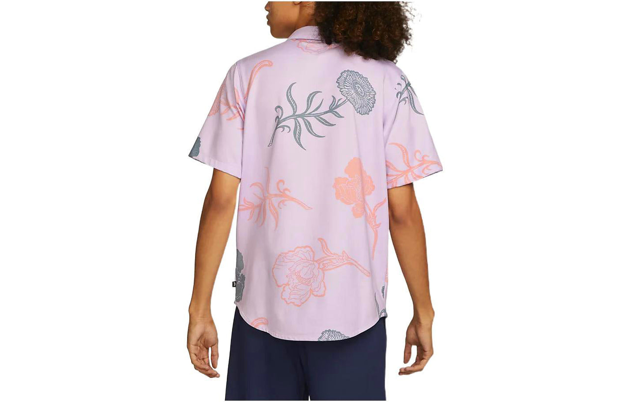 Nike SB Skateboard Flowers Full Print Knit Skateboard Sports Short Sleeve Polo Shirt Unisex Pink Purple DM0170-530