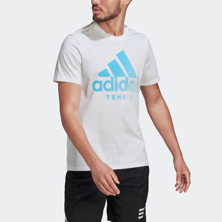 Men's adidas Alphabet Geometry Logo Printing Round Neck Pullover Sports Short Sleeve Japanese Version White T-Shirt HA0969