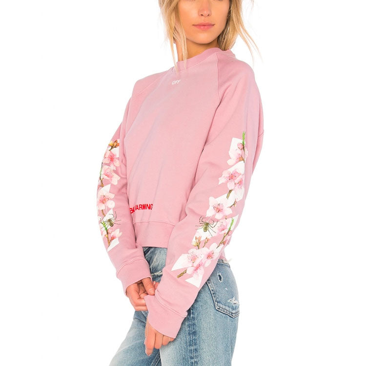 (WMNS) Off-White C O Virgil Abloh FW Cherry Blossom Crop Cotton Sweatshirt OWBA026E170030502788