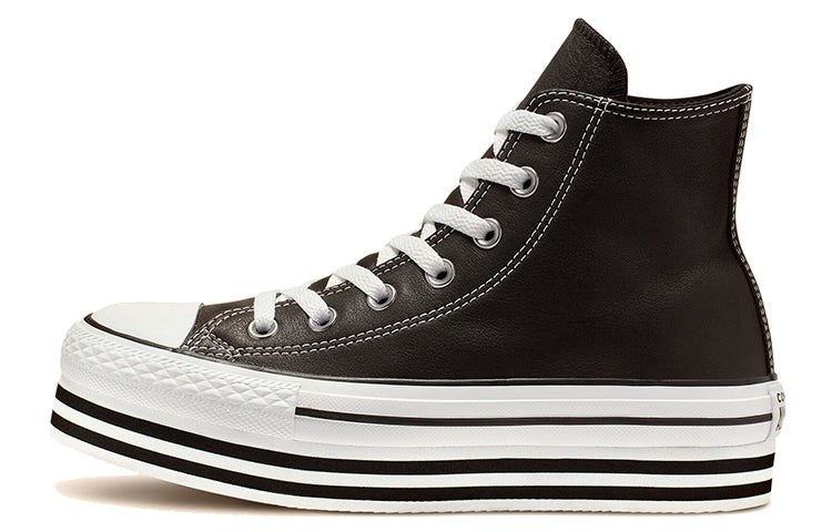 (WMNS) Converse Chuck Taylor All Star Platform High Top Leather Sponge Cake Sole Black White 565826C