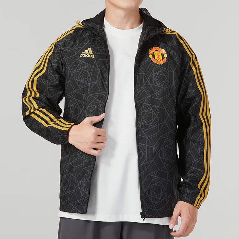 adidas Manchester United DNA Windbreaker Jackets Asia Sizing 'Black Yellow' IA8526
