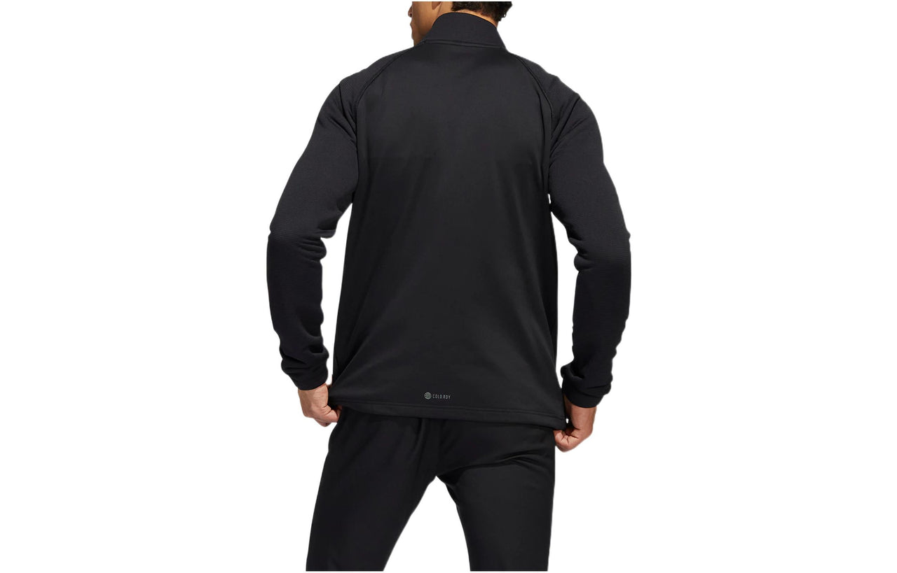 Men's adidas Stmnt 1/4 Zip Solid Color Small Logo Printing Pullover Stand Collar Long Sleeves Black HT1323