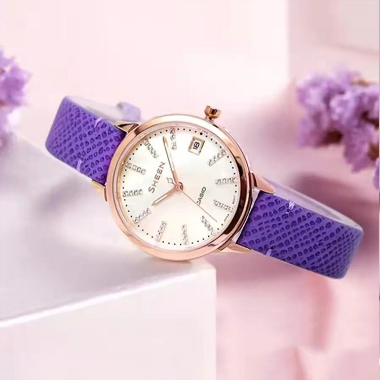 CASIO Waterproof SHEEN Sapphire Crystal Purple Analog SHE-4527PGL-7AUPR
