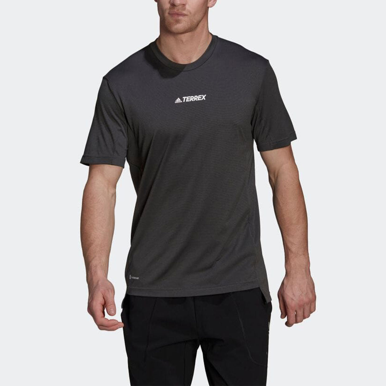 Men's adidas Solid Color Logo Breathable Round Neck Pullover Short Sleeve Black T-Shirt H53382