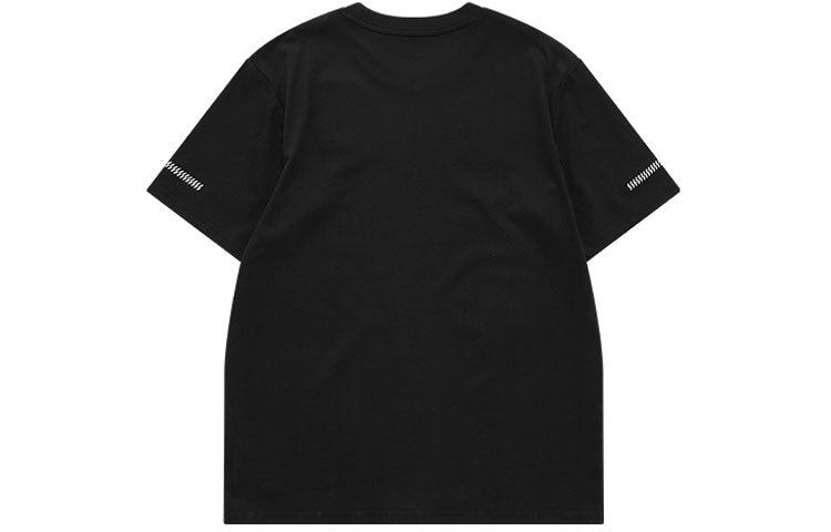 Men's FILA FUSION Logo Printing Round Neck Knit Short Sleeve Black T11M122111F-BK
