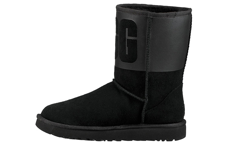 (WMNS) UGG Classic Short Rubber Boot 'Black' 1096473-BLK