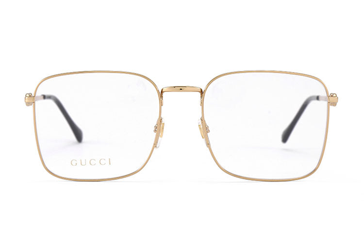 Gucci Horsebit Gold Color Square Frame Retro Minimalistic Metallic Black Lens Gold Color GG0951O-002