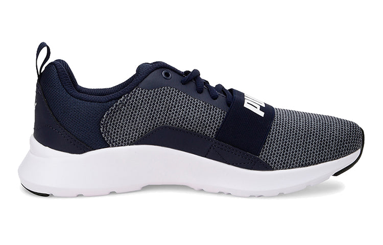 (GS) PUMA Wired Knit Low Top Running Shoes White/Blue 367381-08