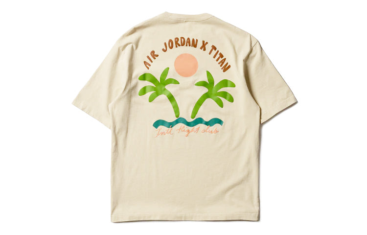 Jordan Label Back Round Neck Short Sleeve T-Shirt Men's Light Beige DV7029-234