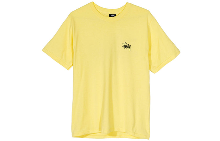Men's Stussy Basic Tee Alphabet Printing Logo Short Sleeve Yellow 1904416-1