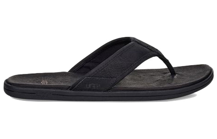 UGG Seaside Flip Leather Cowhide Slipper Black 1102690-BLK