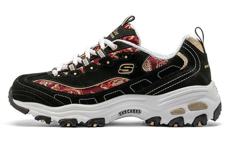 (WMNS) Skechers D'lites 1.0 Running Shoes Black/Red 13091-BKRD