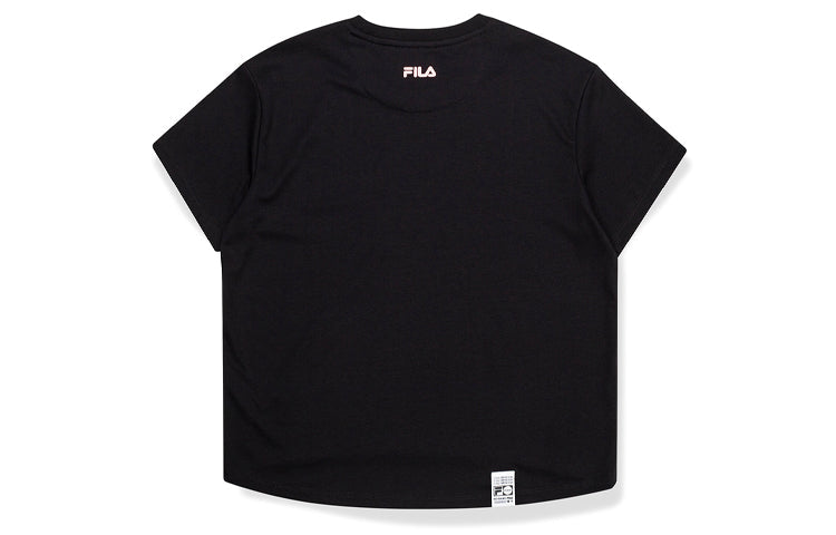 (WMNS) FILA FUSION Alphabet Logo Short Sleeve Black T11W031103F-BK