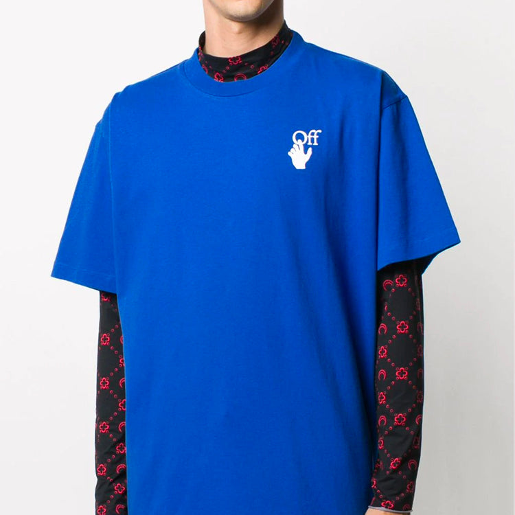 Off-White Double Arrow Applique Tee Men's Blue OMAA038F20FAB0084501