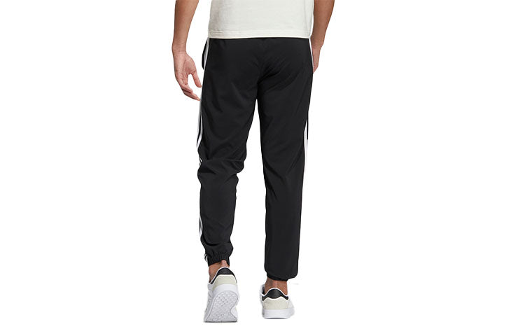 Men's adidas neo Casual Woven Bundle Feet Contrasting Colors Stripe Sports Pants/Trousers/Joggers Black HS6839