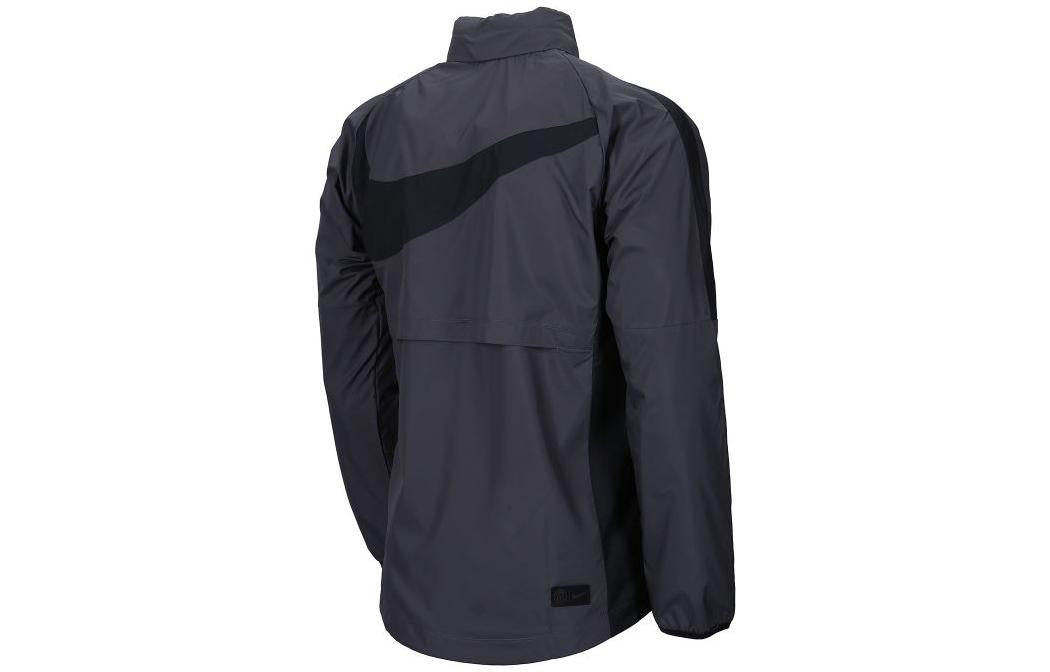 Men's Nike Printing Alphabet Brand Logo Zipper Stand Collar Jacket Black CK8571-021
