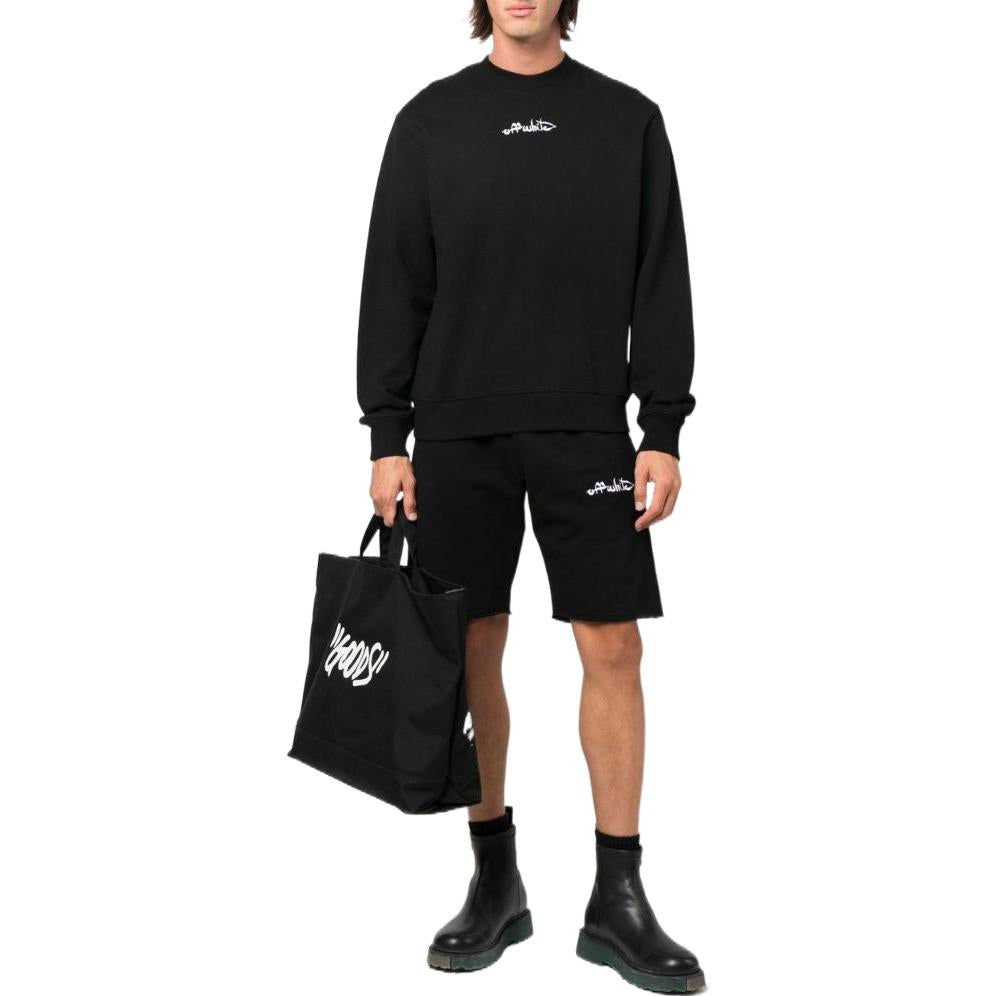 Men's Off-White SS22 Solid Color Logo Printing Sports Shorts Version Black OMCI006F22FLE00310011001