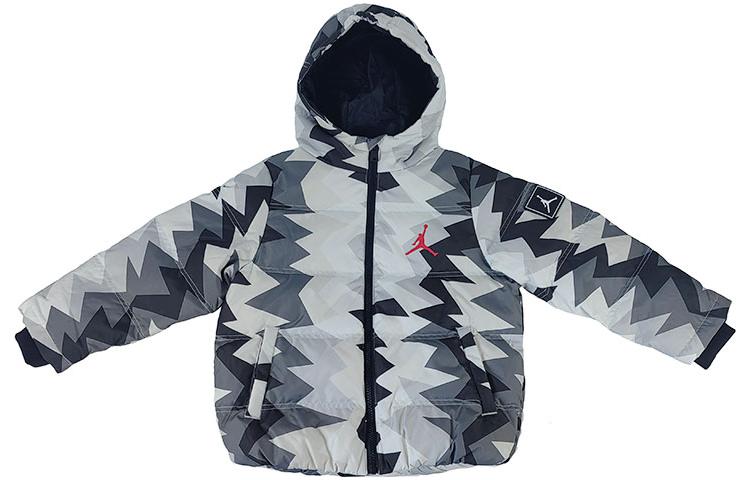 (GS) Air Jordan Essential Print Ripstop Puffer Jacket 'White Black' FV5778-133