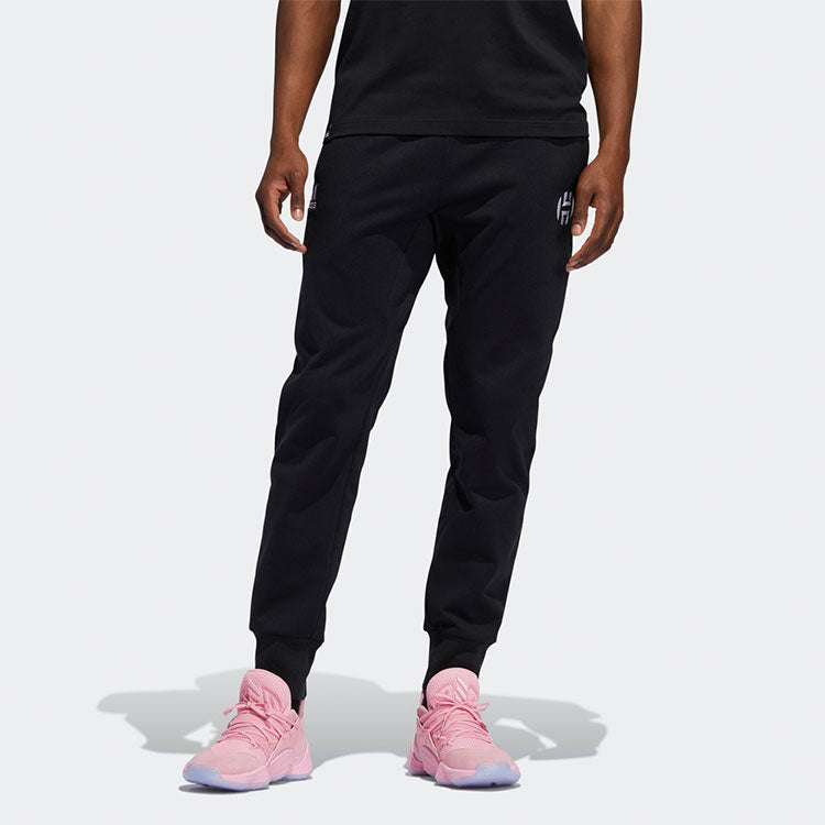 adidas Harden Fle Logo Fleece Lined Casual Sports Pants Black DX6828