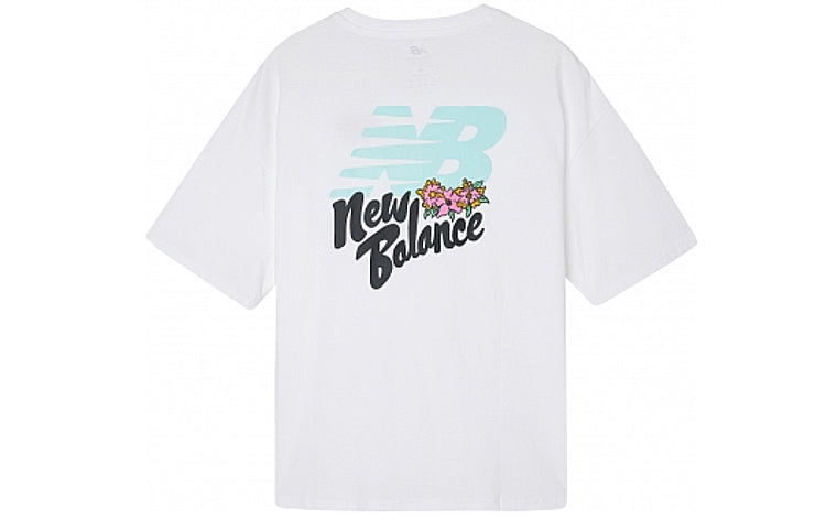 (WMNS) New Balance Embroidered Pattern Short Sleeve White AWT01536-WT