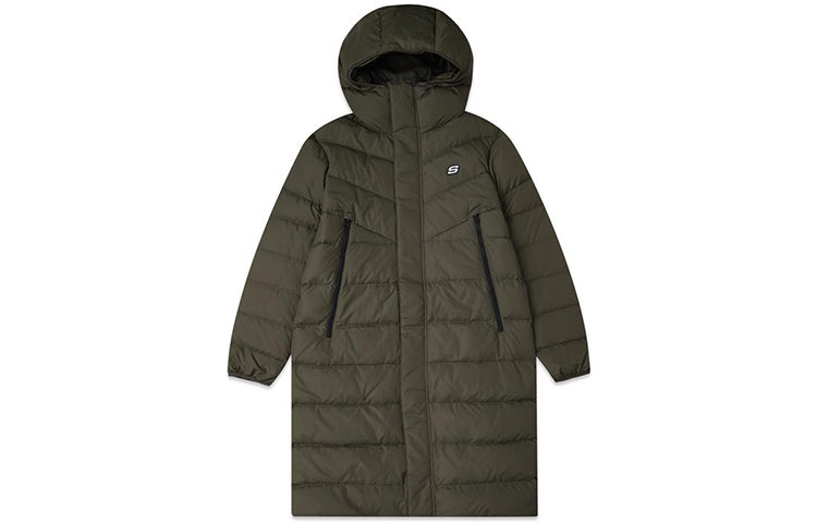 Skechers Medium-Length Woven Down Jacket 'Black' L419M090