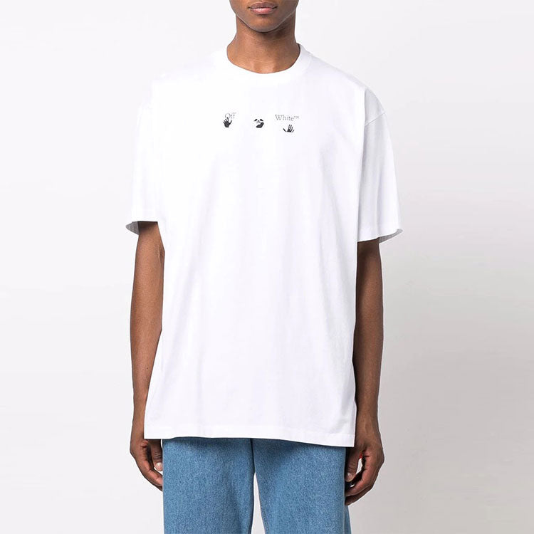 Off-White FW21 Arrow Pattern Printing Short Sleeve Loose Fit White OMAA038F21JER0090184