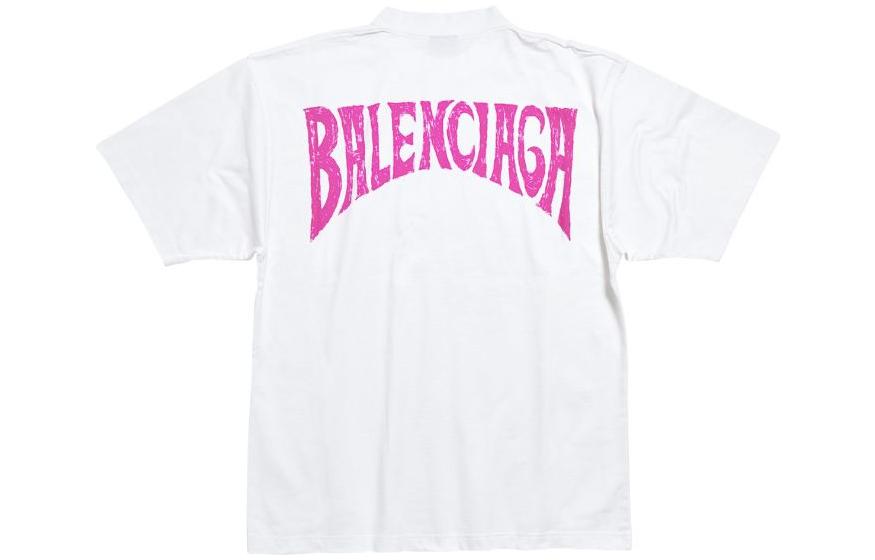 (WMNS) Balenciaga Hand-Drawn T-shirt Medium Fit 'White' 764235TPVU49601
