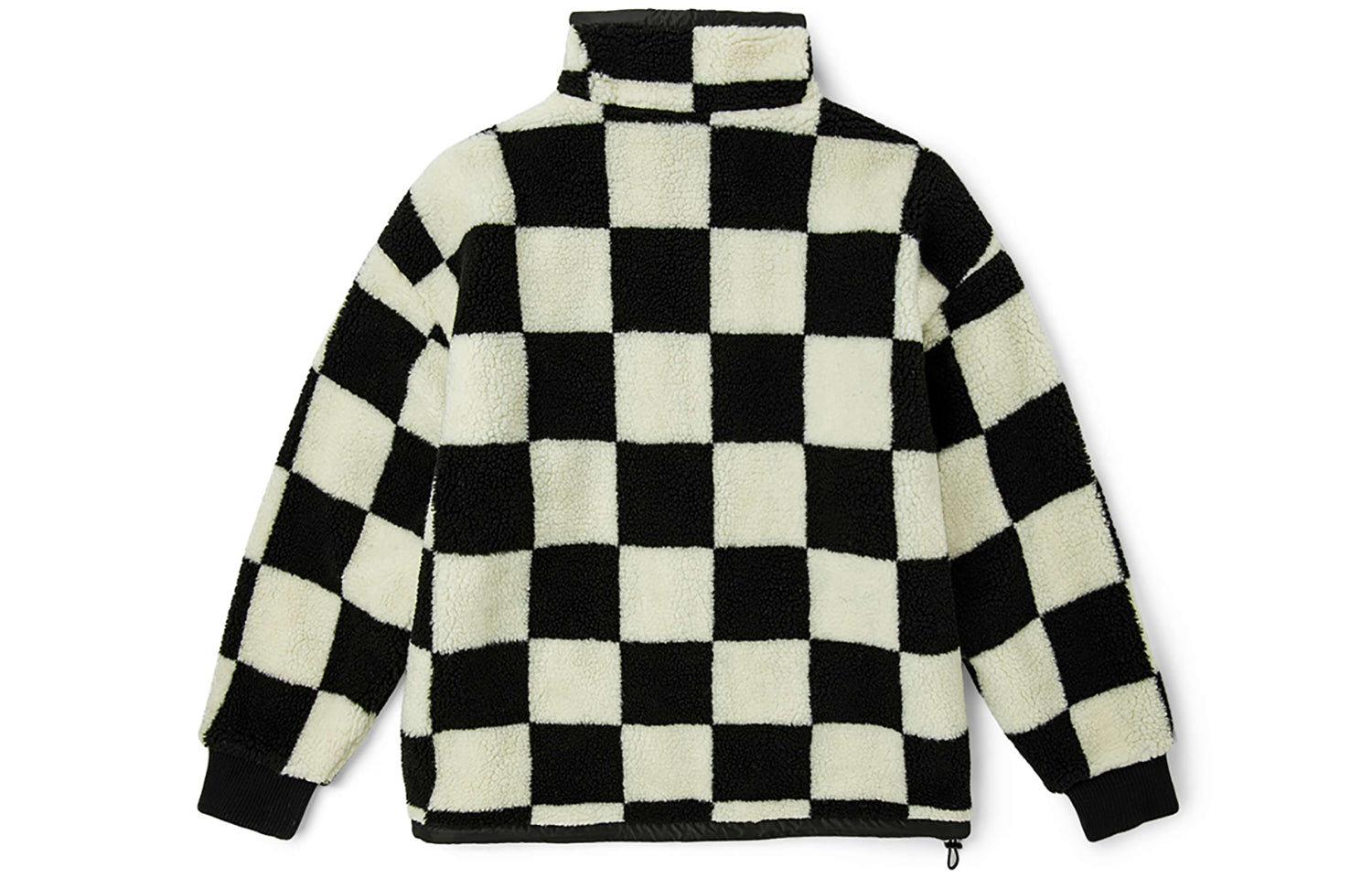 Vans Reversible lamb's wool Stand Collar logo Jacket Couple Style Black White Grid VN0A5F6U7DR