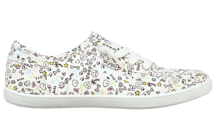 (WMNS) Skechers Bob's B Cute Low-Top Sneakers White/Black 113645-WMLT