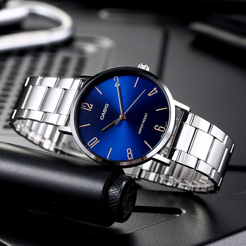 Casio Dress Analog Watch 'Royal Blue Silver' MTP-VT01D-2B2