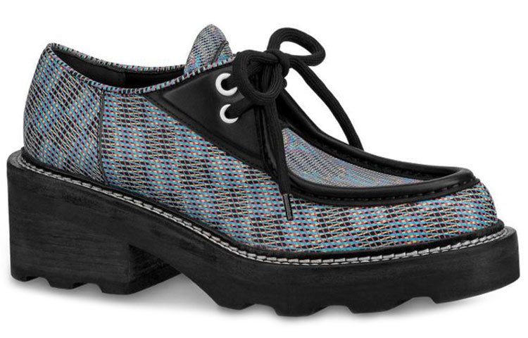 (WMNS) LOUIS VUITTON Beaubourg Platform Derby Shoes 'Blue Plaid Print' 1A5SP2