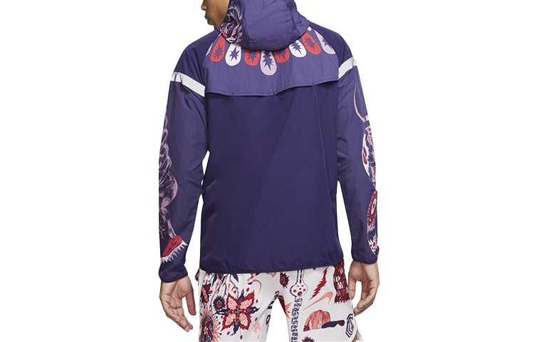 Nike Graffiti Printing Breathable Woven Running Casual Sports Jacket Purple CJ5821-521