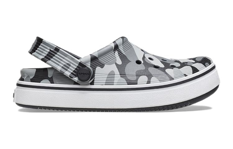(GS) Crocs Off Court Printed Clogs 'Grey Black White' 209150-066