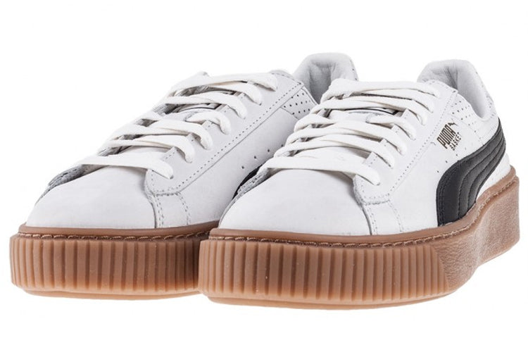 (WMNS) PUMA Basket Platform Perf Gum 'White Brown' 366807-01
