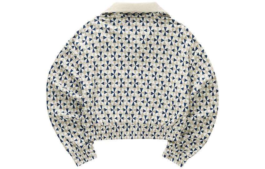 (WMNS) Skechers Logo Printed Short Stand-up Collar Zip-up Jacket 'Beige Blue White' L422W081
