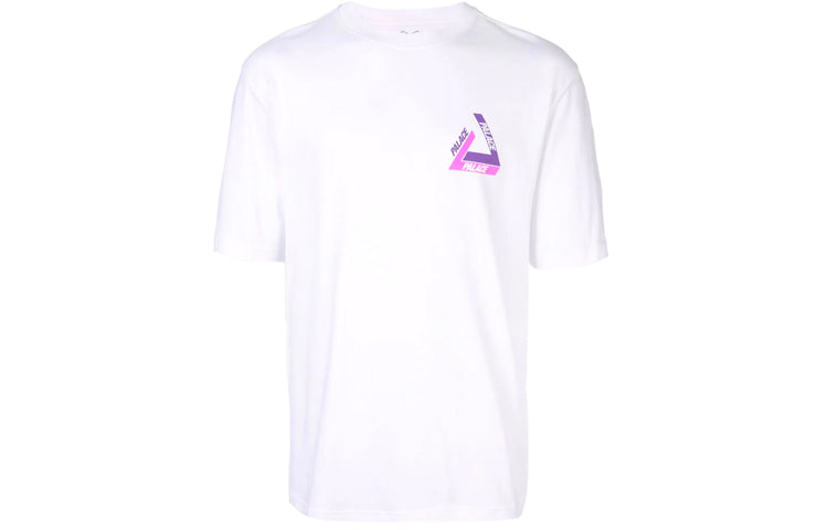 PALACE Tri-Shadow Christmas Limited Pink Purple Triangle Logo Round Neck Short Sleeve White T-Shirt P15TS240