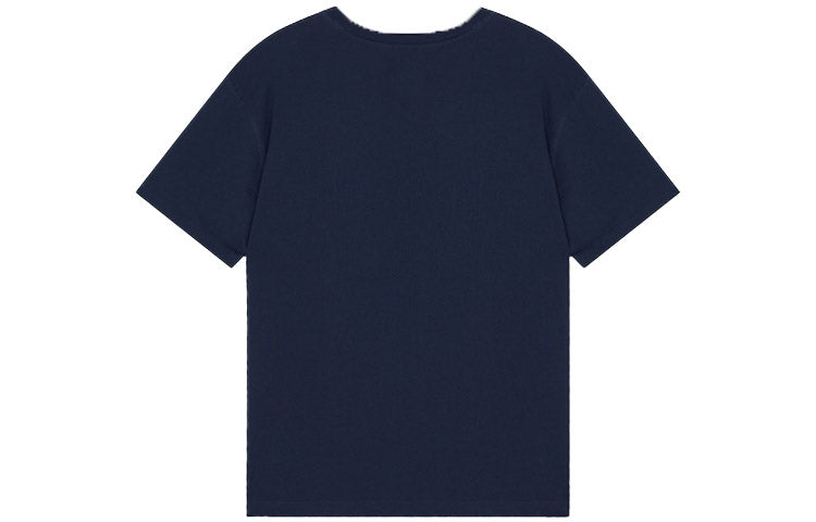 New Balance Logo Embroidered Knit Round Neck Short Sleeve Navy Blue T-Shirt UT21503-NGO