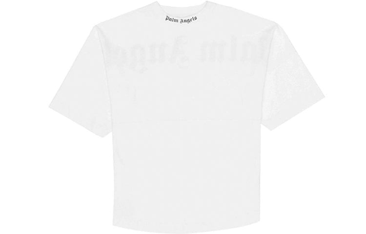 Men's PALM ANGELS Logo Mock Neck Tee Logo Printing Short Sleeve White PMAA002E194130020110