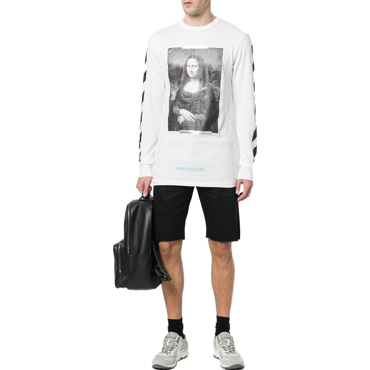 Off-White Printing Mona Lisa Long Sleeves Loose Fit Unisex White T-Shirt OMAB001S180010120110