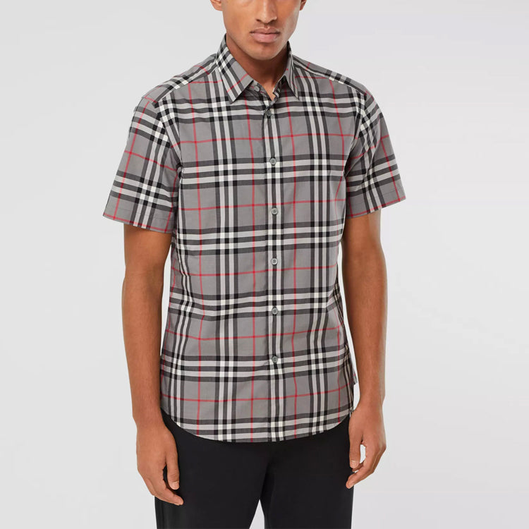 Men's Burberry Plaid Shirt Gray 80293701