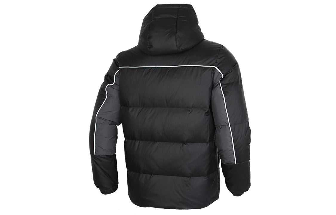 adidas neo M Brnd Dwn Puff Stay Warm Colorblock logo Printing Sports hooded down Jacket Black GJ8804