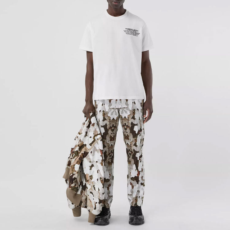 Men's Burberry SS21 Printing Cotton Loose Short Sleeve White 80427491
