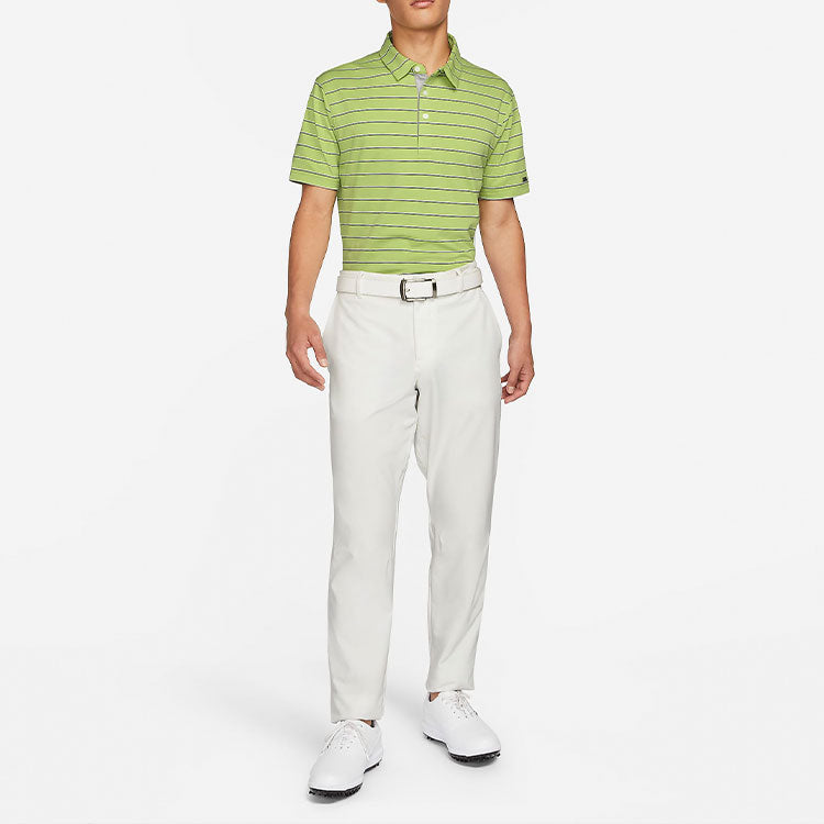 Men's Nike Dri-FIT Stripe Breathable Lapel Short Sleeve Green Polo Shirt DH0892-332