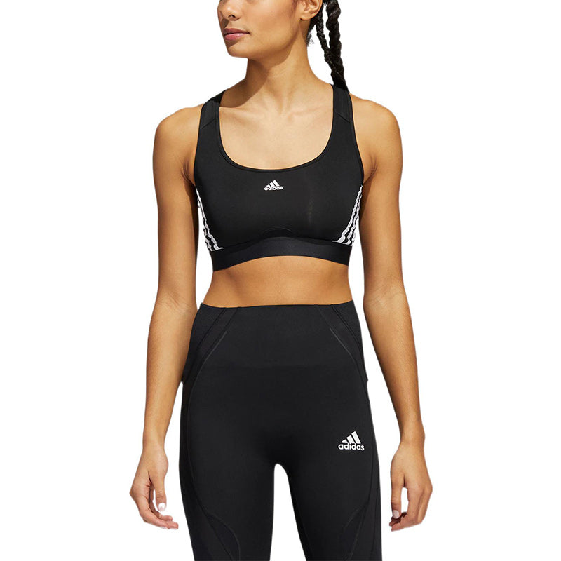 (WMNS) adidas Powerreact Training Medium Support 3-Stripes Bra Asia Sizing 'Black' HC7889