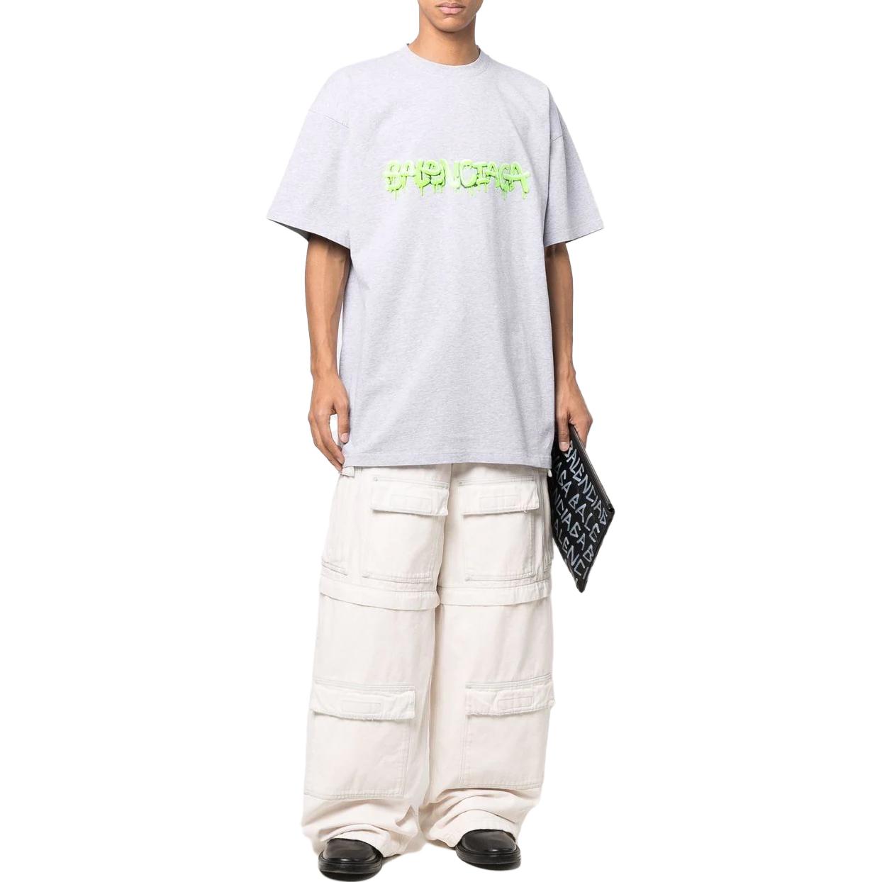 Balenciaga Slime Oversized T-shirt 'Grey Green' 676589TLVF11203