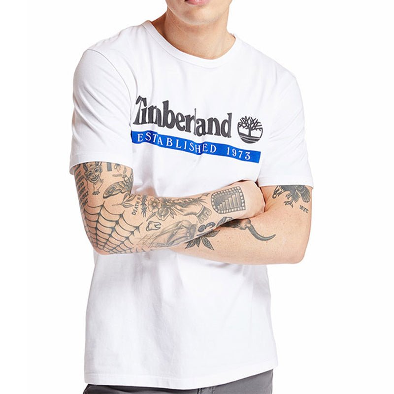 Men's Timberland Logo Printing Short Sleeve White A22SCZ47