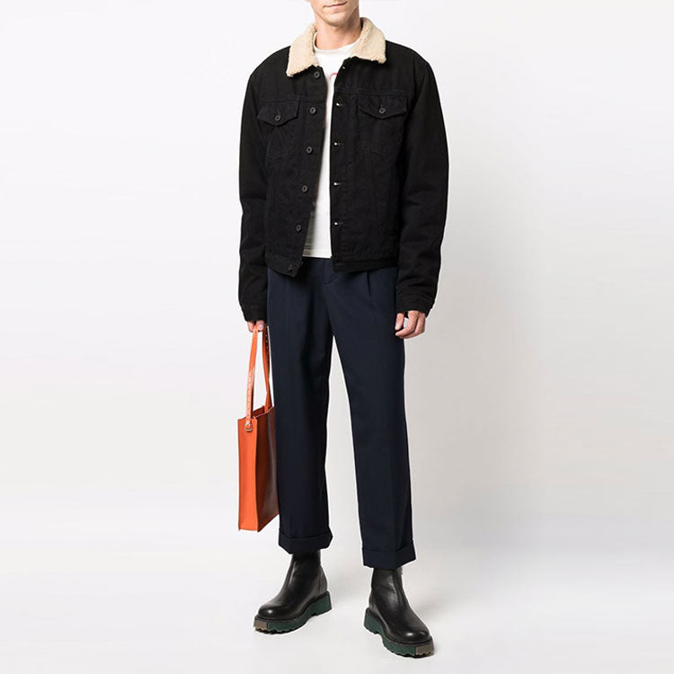 Off-White FW21 Environmental Friendly lapel Jacket Version Black OMYE074F21DEN0011001