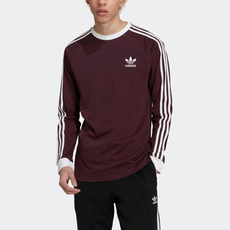 adidas Solid Color Round Neck Long Sleeves Brown T-Shirt HK7288
